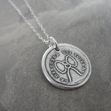Load image into Gallery viewer, Wax Seal Necklace Love Knot - antique wax seal jewelry charm French motto Undo It Who Can - RQP Studio