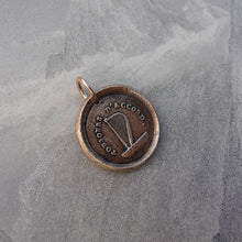 Load image into Gallery viewer, Harmony Wax Seal Charm - Harp antique wax seal jewelry French motto Always In Harmony - RQP Studio