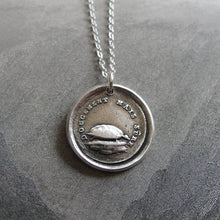 Load image into Gallery viewer, Tortoise Wax Seal Necklace - Patience antique wax seal jewelry French turtle charm motto Slow and Sure - RQP Studio
