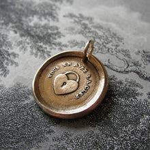 Load image into Gallery viewer, Wax Seal Charm Key To My Heart - antique French wax seal charm jewelry padlock -You Have The Key - RQP Studio