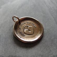 Load image into Gallery viewer, Wax Seal Charm Key To My Heart - antique French wax seal charm jewelry padlock -You Have The Key - RQP Studio