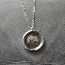 Load image into Gallery viewer, Wax Seal Necklace Let Love Soar - antique wax seal charm jewelry Cupid With Heart French motto - RQP Studio