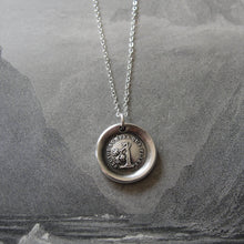 Load image into Gallery viewer, Wax Seal Necklace Rather Break Than Bend - antique wax seal charm jewelry Steadfast Tree - RQP Studio