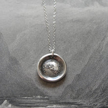 Load image into Gallery viewer, Wax Seal Necklace Let Love Soar - antique wax seal charm jewelry Cupid With Heart French motto - RQP Studio