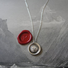 Load image into Gallery viewer, Night Teaches Wisdom Wax Seal Necklace - owl on branch antique French wax seal charm jewelry - RQP Studio