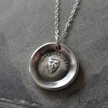 Load image into Gallery viewer, Wax Seal Necklace - Dare Mask - antique wax seal charm jewelry with French motto - Theatre Mask I - RQP Studio