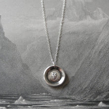 Load image into Gallery viewer, Wax Seal Necklace - Dare Mask - antique wax seal charm jewelry with French motto - Theatre Mask I - RQP Studio