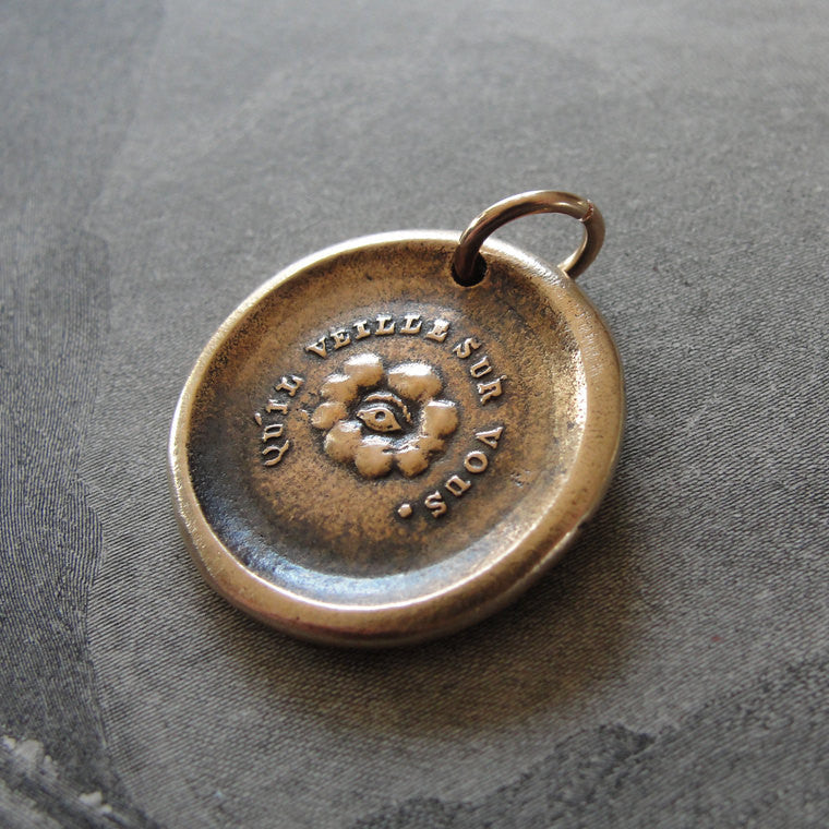 eye wax seal necklace charm - all seeing eye - gold wax seal jewelry