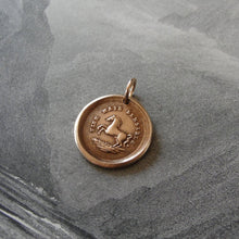 Load image into Gallery viewer, Horse Wax Seal Charm High Spirited - antique wax seal jewelry pendant Equestrian Horse Rearing - RQP Studio