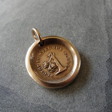 Load image into Gallery viewer, Tree Wax Seal Charm - antique wax seal jewelry pendant French motto Rather Break Than Bend - RQP Studio