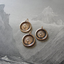 Load image into Gallery viewer, Peacock Wax Seal Charm - French motto The Most Beautiful - bronze wax seal jewelry - RQP Studio