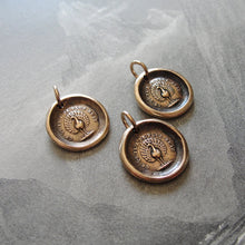 Load image into Gallery viewer, Peacock Wax Seal Charm - French motto The Most Beautiful - bronze wax seal jewelry - RQP Studio