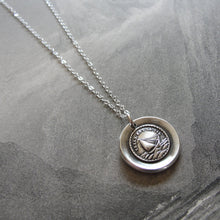 Load image into Gallery viewer, Such Is Life Wax Seal Necklace - antique wax seal charm jewelry Sail Boat French motto - RQP Studio