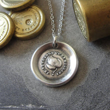 Load image into Gallery viewer, Leaf Wax Seal Necklace - antique wax seal jewelry Evergreen Leaf French motto I Change Only In Death - RQP Studio