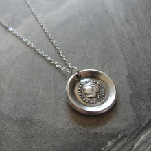 Load image into Gallery viewer, Leaf Wax Seal Necklace - antique wax seal jewelry Evergreen Leaf French motto I Change Only In Death - RQP Studio