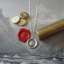 Load image into Gallery viewer, Fire wax seal necklace Burn Brightly - antique wax seal jewelry in silver - RQP Studio