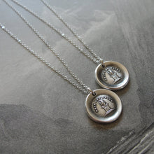 Load image into Gallery viewer, Fire wax seal necklace Burn Brightly - antique wax seal jewelry in silver - RQP Studio