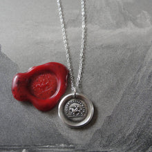 Load image into Gallery viewer, Wax Seal Necklace Fidelity Guides Me - antique wax seal charm jewelry Cupid and Dog German motto - RQP Studio