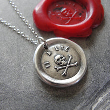 Load image into Gallery viewer, Skull Wax Seal Necklace - antique wax seal charm jewelry Memento Mori - It Hath Been - remember mortality - RQP Studio