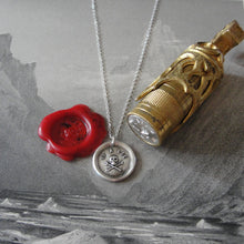 Load image into Gallery viewer, Skull Wax Seal Necklace - antique wax seal charm jewelry Memento Mori - It Hath Been - remember mortality - RQP Studio
