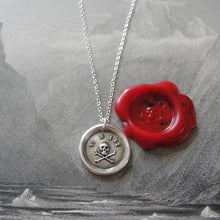 Load image into Gallery viewer, Skull Wax Seal Necklace - antique wax seal charm jewelry Memento Mori - It Hath Been - remember mortality - RQP Studio
