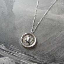 Load image into Gallery viewer, Skull Wax Seal Necklace - antique wax seal charm jewelry Memento Mori - It Hath Been - remember mortality - RQP Studio
