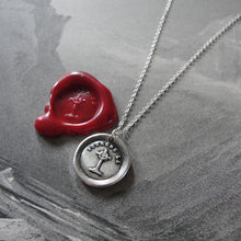 Load image into Gallery viewer, Cross Wax Seal Necklace - antique wax seal charm jewelry Christian Crown of Thorns French motto in fine silver - RQP Studio