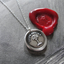 Load image into Gallery viewer, Cross Wax Seal Necklace - antique wax seal charm jewelry Christian Crown of Thorns French motto in fine silver - RQP Studio