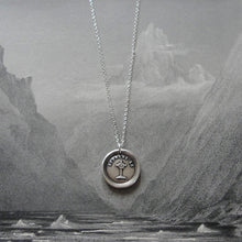 Load image into Gallery viewer, Cross Wax Seal Necklace - antique wax seal charm jewelry Christian Crown of Thorns French motto in fine silver - RQP Studio