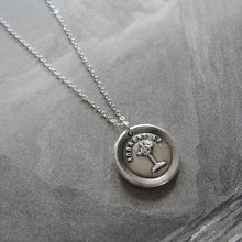 Load image into Gallery viewer, Cross Wax Seal Necklace - antique wax seal charm jewelry Christian Crown of Thorns French motto in fine silver - RQP Studio