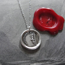 Load image into Gallery viewer, Wax Seal Necklace Priest In Pulpit - antique wax seal charm jewelry Christian Faith motto in French - RQP Studio