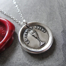 Load image into Gallery viewer, Salvation Wax Seal Necklace Holy Chalice - antique wax seal charm jewelry with Christian symbol - RQP Studio