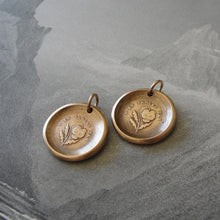 Load image into Gallery viewer, Pansy Wax Seal Charm - Do Not Tell - antique French wax seal charm jewelry in bronze - RQP Studio