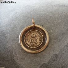 Load image into Gallery viewer, Flower Wax Seal Charm - Lips Are Sealed - antique wax seal jewelry forget me not pendant in bronze - RQP Studio
