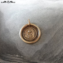 Load image into Gallery viewer, Flower Wax Seal Charm - Lips Are Sealed - antique wax seal jewelry forget me not pendant in bronze - RQP Studio