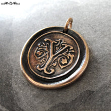 Load image into Gallery viewer, Wax Seal Charm Initial Y - wax seal jewelry pendant alphabet charms Letter Y - RQP Studio