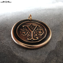 Load image into Gallery viewer, Wax Seal Charm Initial Y - wax seal jewelry pendant alphabet charms Letter Y - RQP Studio