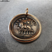 Load image into Gallery viewer, Agnus Dei Wax Seal Charm - Lamb of God antique wax seal jewelry - RQP Studio