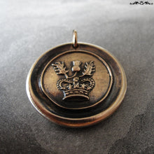 Load image into Gallery viewer, Thistle Wax Seal Charm - antique Scotland wax seal charm jewelry Scottish thistle crown - RQP Studio