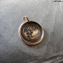 Load image into Gallery viewer, Wax Seal Charm - Flower and Butterfly - antique wax seal jewelry German motto I Wait - RQP Studio