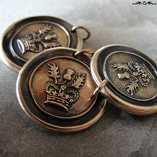 Load image into Gallery viewer, Thistle Wax Seal Charm - antique Scotland wax seal charm jewelry Scottish thistle crown - RQP Studio