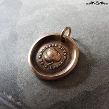 Load image into Gallery viewer, Leaf Wax Seal Charm - antique wax seal jewelry pendant French Constancy motto I Change Only In Death - RQP Studio
