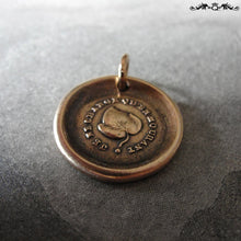 Load image into Gallery viewer, Leaf Wax Seal Charm - antique wax seal jewelry pendant French Constancy motto I Change Only In Death - RQP Studio