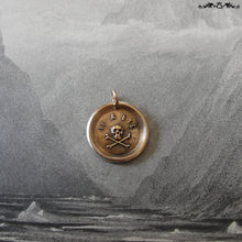 Load image into Gallery viewer, Skull Wax Seal Charm - antique wax seal jewelry pendant Memento Mori skull French motto It Hath Been - RQP Studio