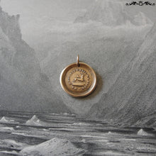 Load image into Gallery viewer, Broken Heart Wax Seal Charm - antique wax seal jewelry pendant deer pierced with arrow and French motto - RQP Studio