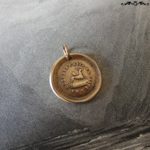 Load image into Gallery viewer, Broken Heart Wax Seal Charm - antique wax seal jewelry pendant deer pierced with arrow and French motto - RQP Studio