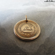 Load image into Gallery viewer, Broken Heart Wax Seal Charm - antique wax seal jewelry pendant deer pierced with arrow and French motto - RQP Studio