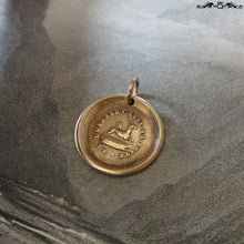 Load image into Gallery viewer, Broken Heart Wax Seal Charm - antique wax seal jewelry pendant deer pierced with arrow and French motto - RQP Studio