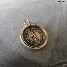 Load image into Gallery viewer, Friendship Wax Seal Charm - antique wax seal jewelry pendant with French friends forever motto - RQP Studio