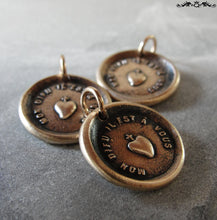 Load image into Gallery viewer, My Heart Is Yours Wax Seal Charm with cross and heart - antique wax seal jewelry - RQP Studio